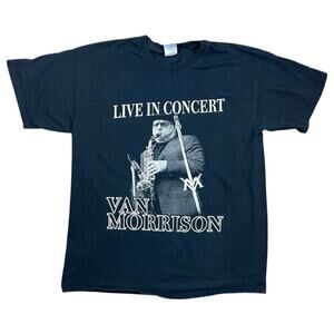 Van Morrison Live in Concert T-Shirt Band Tee Black Size Large Short Sleeve Crew